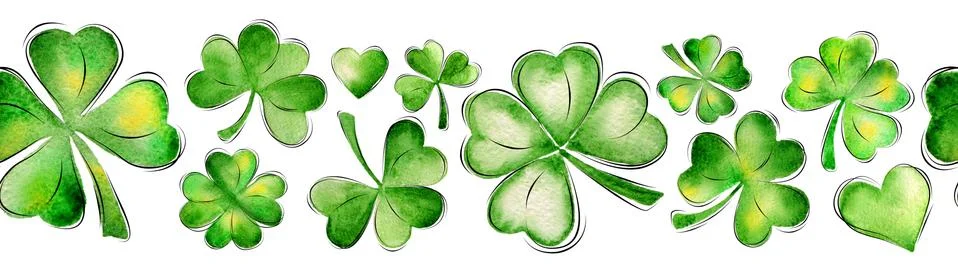 Seamless pattern with clover leaves on white. St. Patrick day background. Illustrazione stock