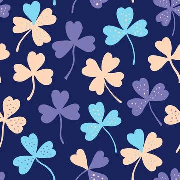 Seamless pattern with clover in pastel delicate colors. Vector hand-drawn i.. Stock Illustration