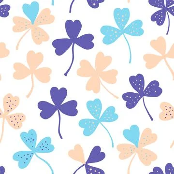 Seamless pattern with clover in pastel delicate colors. Vector hand-drawn i.. Stock Illustration