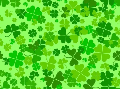 Seamless pattern with clover for Saint Patrick's Day. Green shades of four-le イラスト素材