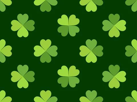 Seamless pattern with clover for Saint Patrick's Day. Green shades of four-le Illustrazione stock
