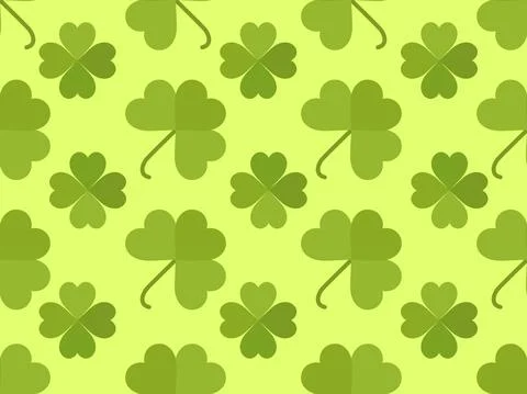 Seamless pattern with clover for Saint Patrick's Day. Green shades of four-le Stock-Illustration
