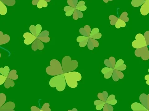Seamless pattern with clover for Saint Patrick's Day. Green shades of four-le Stock Illustration