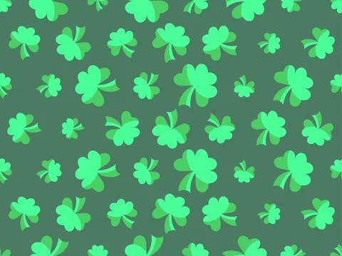 Seamless pattern with clover for Saint Patrick's Day. Green shades of four-le Stock Illustration