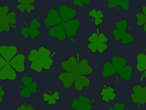 Seamless pattern with clover for Saint Patrick's Day. Green shades of four-.. Stock Illustration