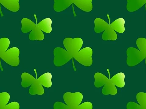 Seamless pattern with clover for Saint Patrick's Day. Four leaf and three l.. Illustrazione stock