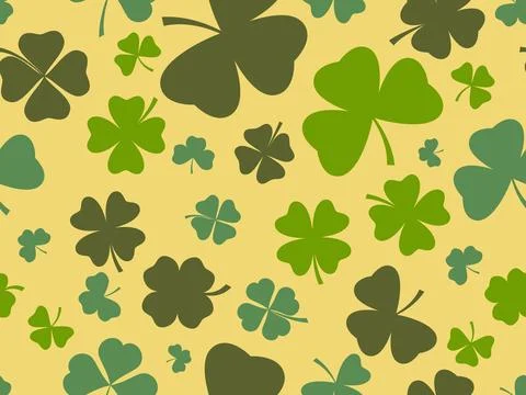 Seamless pattern with clover for Saint Patrick's Day. Green shades of four-.. Stock Illustration