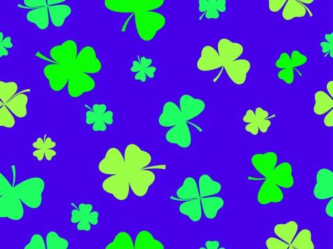 Seamless pattern with clover for Saint Patrick's Day. Green shades of four-.. Stock Illustration