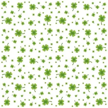 Seamless pattern with clovers (four-leaves, shamrocks) Stock Illustration