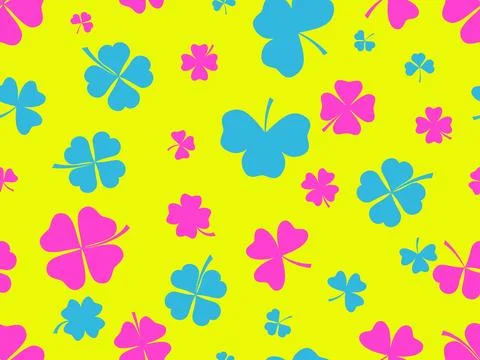 Seamless pattern with clovers for St. Patrick's Day. Multi-colored four-lea.. イラスト素材