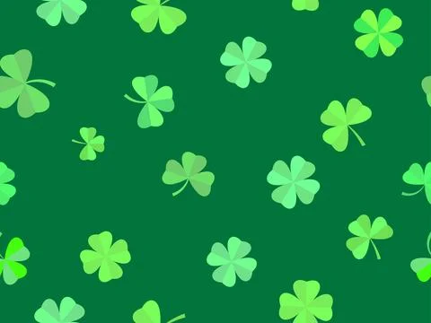 Seamless pattern with clovers for St. Patrick's Day. The four-leaf clover i.. Illustrazione stock
