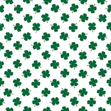 Seamless pattern with clovers on white background Stock Illustration