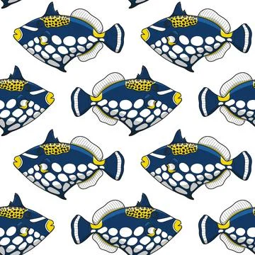 Seamless pattern with clown triggerfish fish. Stock Illustration