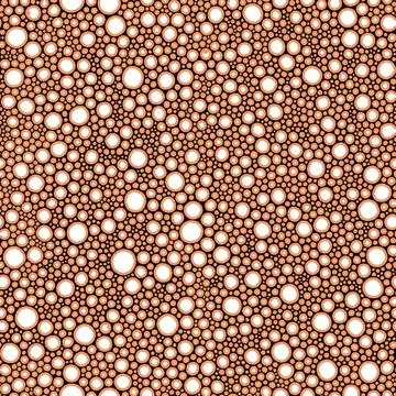 Seamless pattern with clustered circles in varied sizes, black outlines, light Stock Illustration