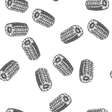 Seamless pattern cob corn sketch hand drawn イラスト素材