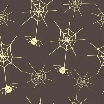 Seamless pattern with cobweb and spider Stock Illustration