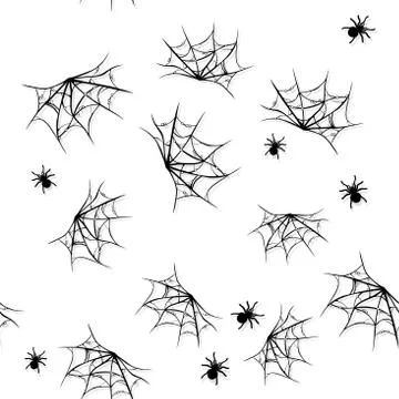 Seamless pattern with cobweb and spiders Illustrazione stock