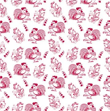 Seamless pattern with cockerel Stock Illustration