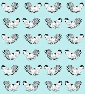 Seamless pattern with cocks 스톡 일러스트