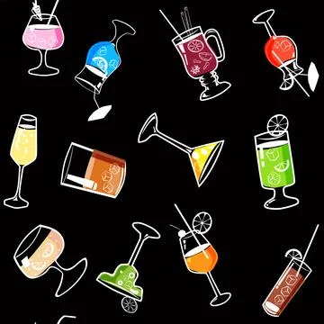 Seamless pattern Cocktail beverages background Stock Illustration