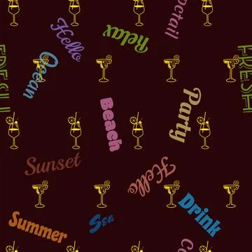 Seamless pattern Cocktail beverages sketch background Stock Illustration