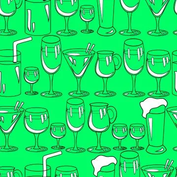 Seamless pattern with cocktail glasses for restaurant or bar menu Stock Illustration