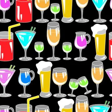 Seamless pattern with cocktail glasses for restaurant or bar menu Illustrazione stock