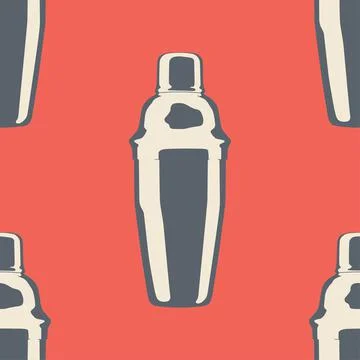 Seamless pattern with cocktail shaker. Stock Illustration