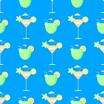 Seamless pattern cocktail vector Stock Illustration