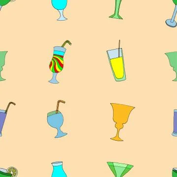 Seamless pattern of cocktails Stock Illustration