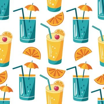 Seamless pattern with cocktails. Stock Illustration