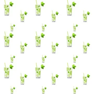 Seamless pattern with cocktails. Mojito Stock Illustration
