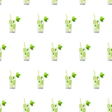 Seamless pattern with cocktails. Mojito Stock Illustration