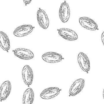 Seamless pattern cocoa bean sketch hand drawn Illustrazione stock