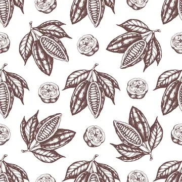 Seamless pattern with cocoa beans Illustrazione stock