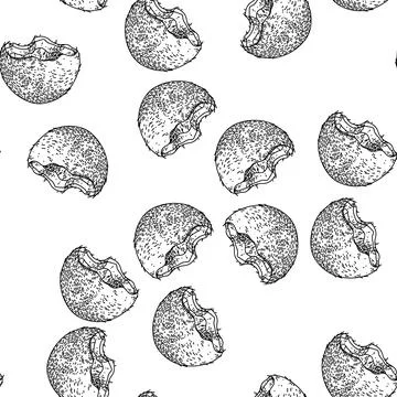 Seamless pattern coconut cut sketch hand drawn Stockillustratie