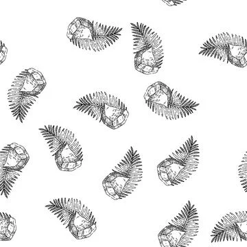 Seamless pattern coconut fruit sketch hand drawn Stock Illustration