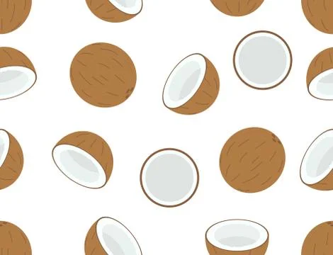 Seamless pattern of  coconut fruit on white background - Vector illustration Stock Illustration