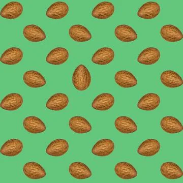 Seamless pattern of coconut on a green background. organic lifestyle wallpape Stock Photos