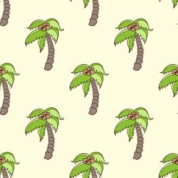 Seamless pattern with coconut palm Stock Illustration