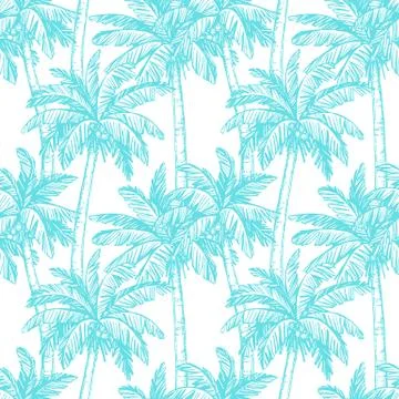Seamless pattern with coconut palm trees Illustrazione stock