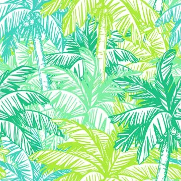 Seamless pattern with coconut palm trees Illustrazione stock