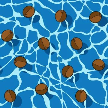 Seamless pattern with coconut in water. Stock Illustration