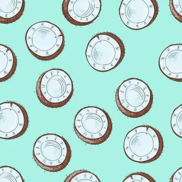 Seamless pattern with coconuts. Banner, poster, modern textile design. Illustrazione stock