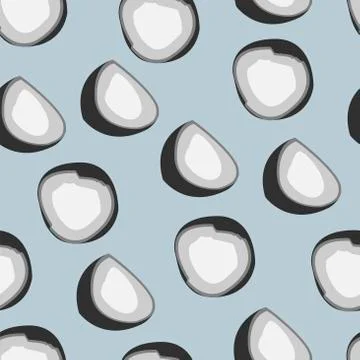 Seamless pattern with coconuts on a blue background. For wrapping paper Stock Illustration
