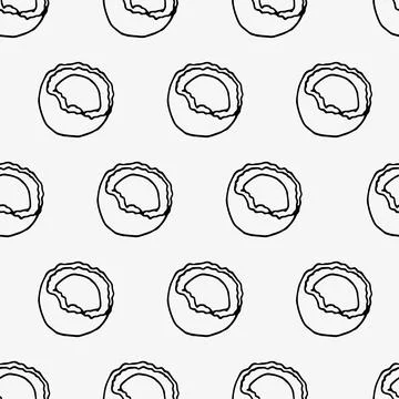 Seamless pattern with coconuts. Contour drawing vector illustration. Stock Illustration