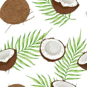 Seamless pattern with coconuts Stock Illustration