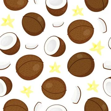 Seamless pattern with coconuts. Stock Illustration