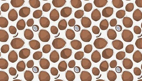 Seamless pattern with coconuts on a white background. Illustrazione stock