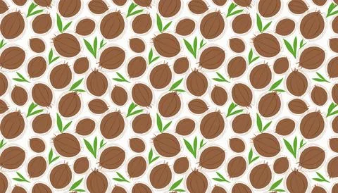 Seamless pattern with coconuts on a white background. Stock-Illustration
